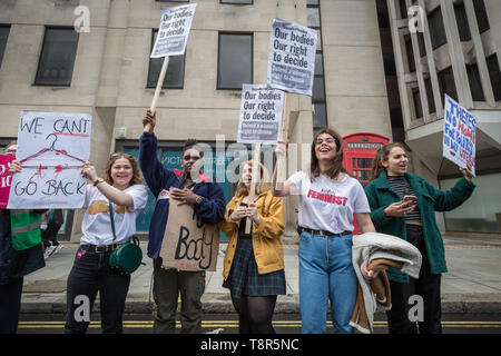 Women’s Pro-Choice groups including Sister Supporter, Abortion Rights UK and Doctors for Choice UK oppose anti-abortionist protesters in Westminster. Stock Photo