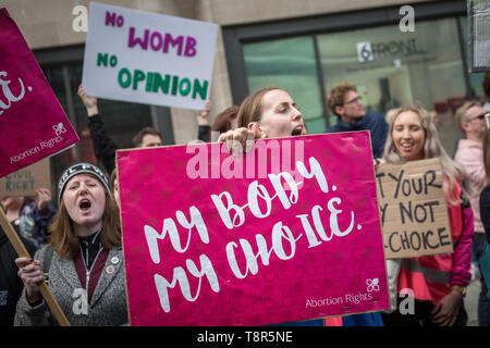 Women’s Pro-Choice groups including Sister Supporter, Abortion Rights UK and Doctors for Choice UK oppose anti-abortionist protesters in Westminster. Stock Photo