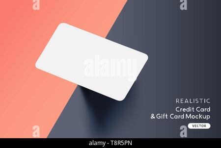 Brand identity blank credit / gift / business card mockup template design with vector shadow effects. Stock Vector