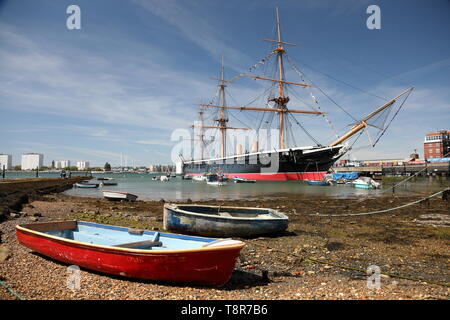 HMS Warrior 1860 in Portsmouth Historic Dockyard, UK. Stock Photo