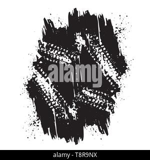 Black tire track banner Stock illustrator Stock Vector