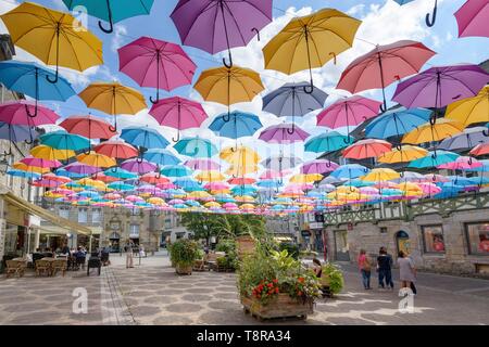 France, Morbihan, Pontivy, the umbrellas of the Martray place Stock Photo