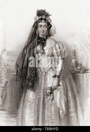 Hero.  Principal female character from Shakespeare's play Much Ado About Nothing.  From Shakespeare Gallery, published c.1840. Stock Photo