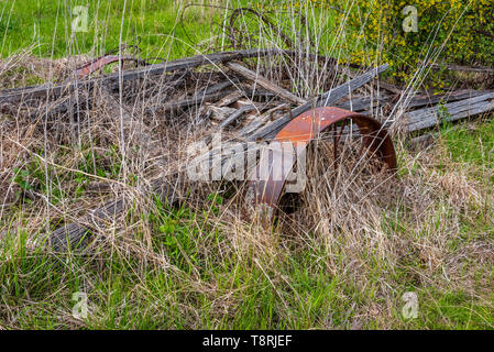 Old Steel Wagon Wheels At Fishtrap Recreation Area Stock Photo