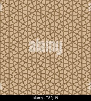 Seamless geometric ornament based on traditional Japanese pattern Kumiko.Double lines are brown.For design template,textile,fabric,wrapping paper,lase Stock Vector