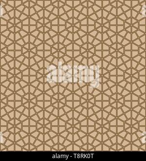 Seamless geometric ornament based on traditional Japanese pattern Kumiko.Double lines are brown.For design template,textile,fabric,wrapping paper,lase Stock Vector
