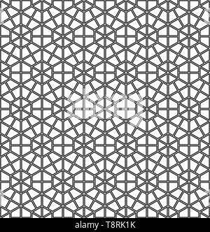 Seamless geometric ornament based on traditional Japanese pattern Kumiko.Double lines are black.For design template,textile,fabric,wrapping paper,lase Stock Vector