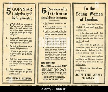 'Advertisements Which Helped To Raise Kitchener's Army', 1914-1918, (1919). Creator: Unknown. Stock Photo