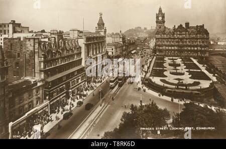 'Princes Street Looking East, Edinburgh', c1920s. Creator: Unknown. Stock Photo