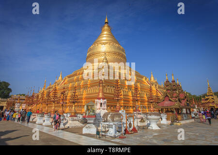 The Shwezigon pagoda in Bagan (Myanmar) Stock Photo