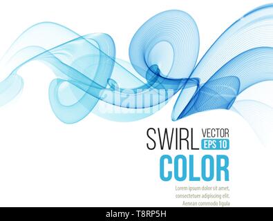 Abstract smooth color wave vector. Curve flow blue motionline. Smoke design. Vector illustration Stock Vector