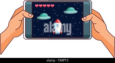 Smartphone videogames app cartoons Stock Vector