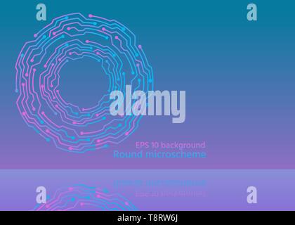Micro scheme circuit shape computer technology, vector design IT thematic, future technologies  pint and web decorations, creative round frame Stock Vector