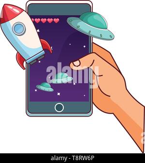 Smartphone videogames app cartoons Stock Vector