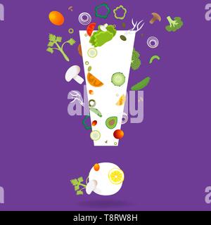 Exclamation mark with vegetables pattern for web and print decoration, vector illustration Stock Vector