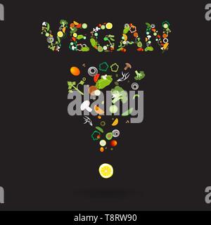 Exclamation mark with vegetables pattern for web and print decoration, vector illustration Stock Vector