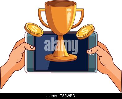 Smartphone videogames app cartoons Stock Vector
