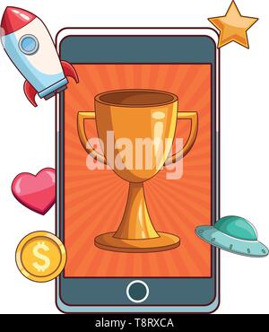 Smartphone videogames app cartoons Stock Vector