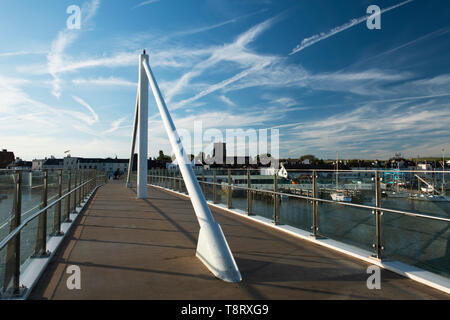 An early evening view across the Adur Ferry bridge in Shoreham, West Sussex, England, UK Stock Photo