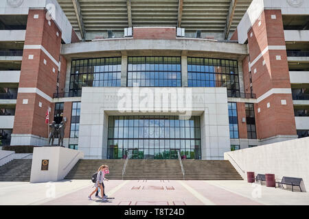 Front exterior entrance to Bryant - Denny Stadium, the football stadium, for the University of Alabama in Tuscaloosa Alabama, USA.