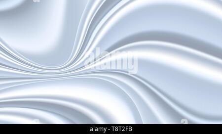 Vector realistic drapery of blue fabric. Decorative background of white silk. Stock Vector