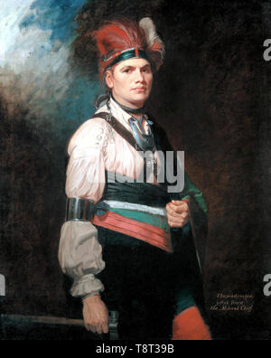 Thayendanegea or Joseph Brant (1743 – 1807) Native American, Mohawk military and political leader, 1776 portrait of Brant by George Romney Stock Photo