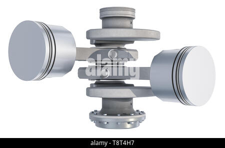 V2 engine pistons, 3D rendering isolated on white background Stock Photo