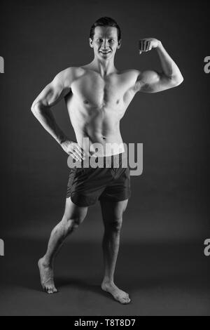 Attractive guy muscular chest. Proud of excellent shape. Muscular  bodybuilder concept. Healthy and strong. Macho handsome with muscular torso.  Improve yourself. Man muscular athlete stand confidently Stock Photo - Alamy