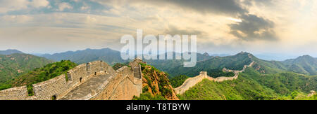 The Great Wall of China at sunset,panoramic view Stock Photo