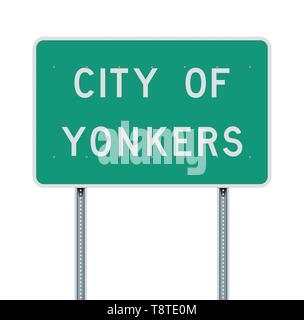 Vector illustration of the City of Yonkers green road sign Stock Vector