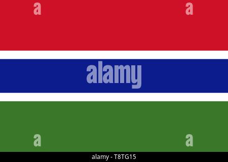 Official Large Flat Flag of The Gambia Horizontal Stock Photo