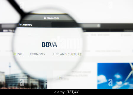 Richmond, Virginia, USA - 9 May 2019: Illustrative Editorial of BBVA website homepage. BBVA logo visible on screen. Stock Photo