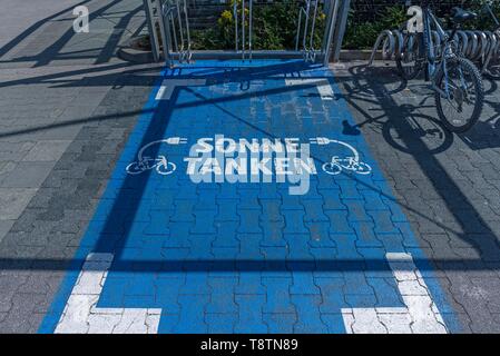 Charging station for e-bikes, Bavaria, Germany Stock Photo