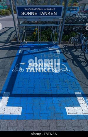 Charging station for e-bikes, Bavaria, Germany Stock Photo