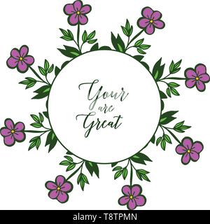 Vector illustration your are great with various ornate of purple flower ...