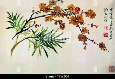 Qing Shouping Shouping Mountain Landscape Flower Album 8 sheets Stock Photo