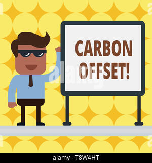 Writing note showing Carbon Offset. Business concept for Reduction in emissions of carbon dioxide or other gases Stock Photo