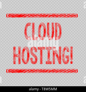 Writing note showing Cloud Hosting. Business concept for the alternative to hosting websites on single servers Diagonal Gray Grid Mesh Cell in Paralle Stock Photo