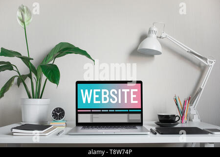 Website or web design concepts with text on computer laptop and accessories on worktable.creativity and development images Stock Photo