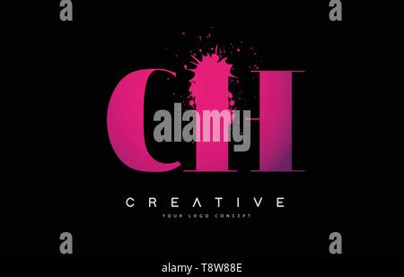 CH C H Purple Letter Logo Design with Creative Liquid Effect Flowing ...
