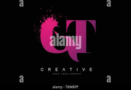 GT G T Purple Letter Logo Design with Creative Liquid Effect Flowing ...
