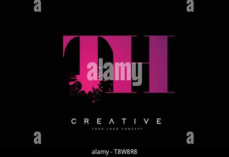 TH T H Purple Letter Logo Design with Creative Liquid Effect Flowing ...