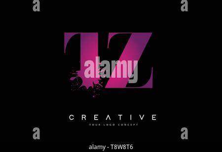 TZ Letter Logo Design with White Lines and Black Circle Vector ...