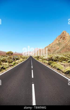 Scenic road in Teide National Park, Tenerife, Spain.
