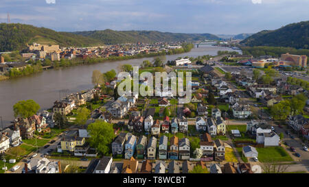 Structures dot the landscape of Wheeling Island in West Virginia Stock Photo