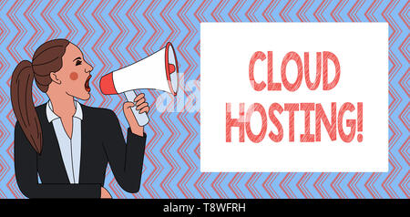 Writing note showing Cloud Hosting. Business concept for the alternative to hosting websites on single servers Stock Photo