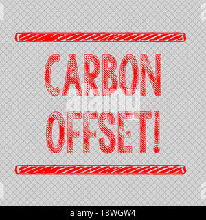 Writing note showing Carbon Offset. Business concept for Reduction in emissions of carbon dioxide or other gases Diagonal Gray Grid Mesh Cell in Paral Stock Photo