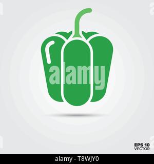 Green bell pepper vegetable two color vector icon Stock Vector