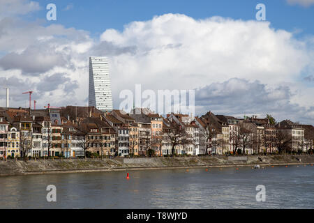 Rhine Riverfront in Basel, Switzerland Stock Photo