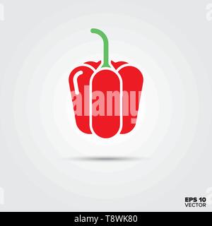 red bell pepper vegetable vector icon Stock Vector